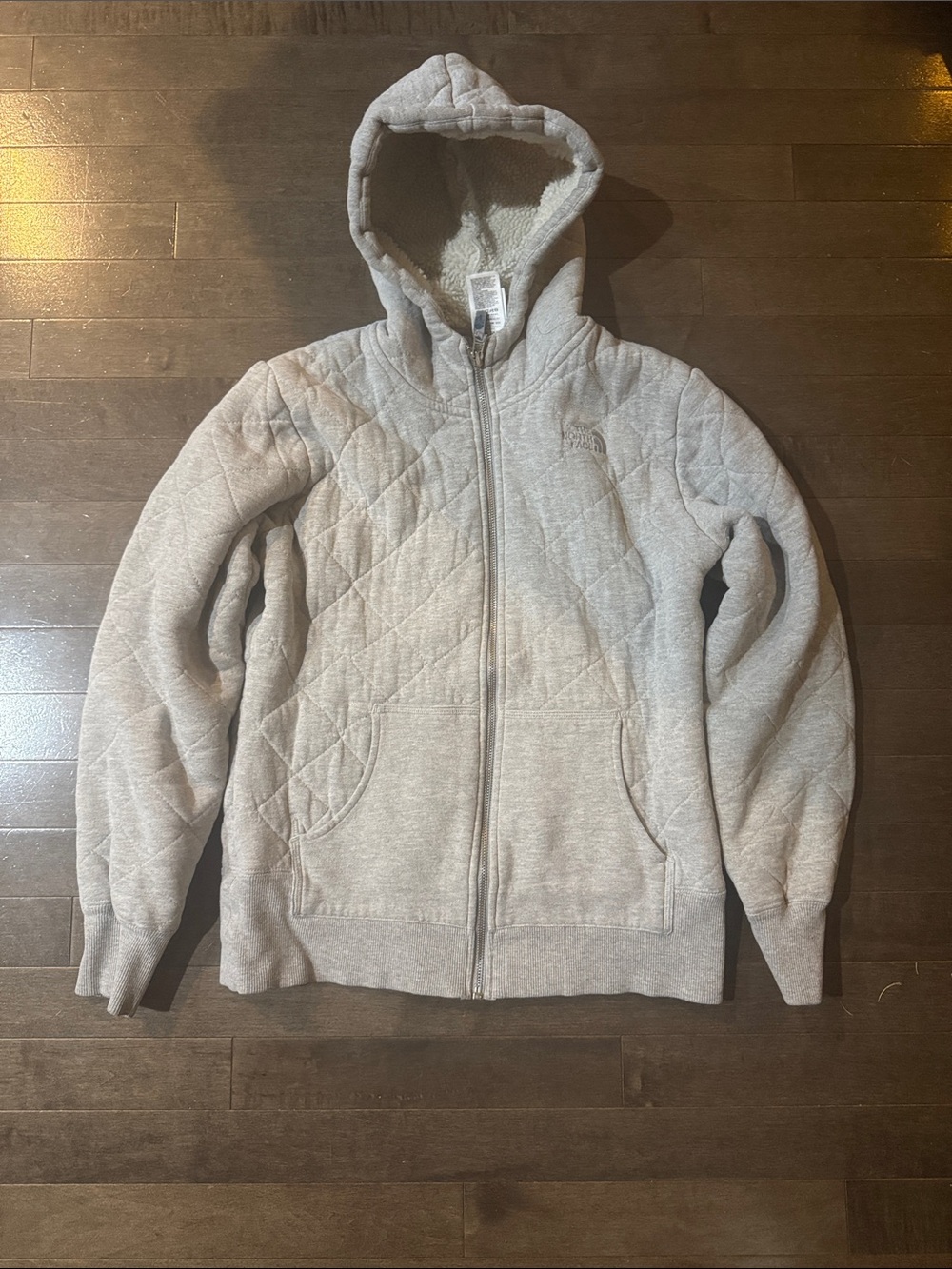 The North Face Women’s Quilted Sherpa-Lined Zip Hoodie - Light Gray